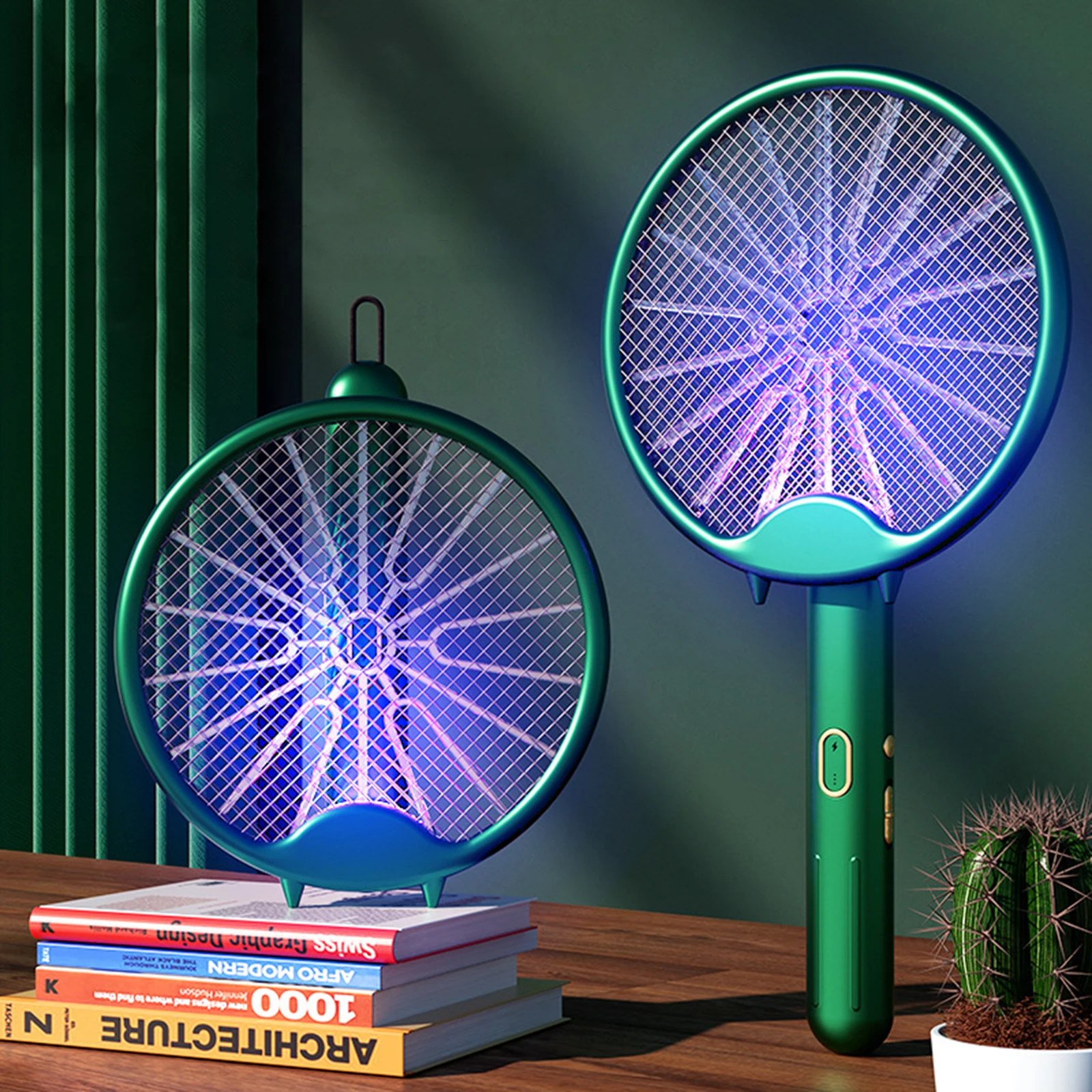USB Rechargeable Electric Mosquito Racket Portable Foldable Mosquito Killer Lamp Fly Swatter Repellent for Home Garden