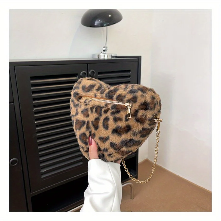 Leopard Love Mini Shoulder Bag Autumn Plush Temperament Crossbody Bags Valentine\'s Day Gift Birthday Gifts Ladies Supplies