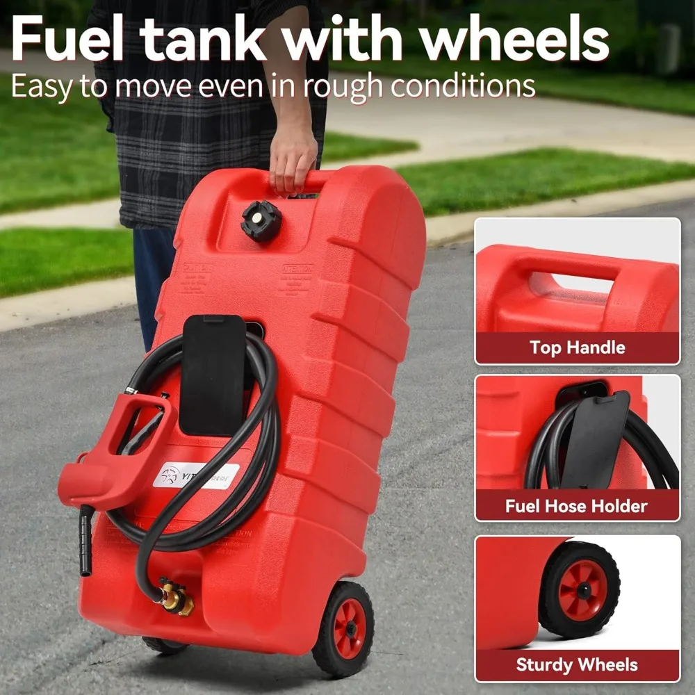 Fuel Caddy 15 Gallon, Fuel Transfer Tank, Portable Gasoline Diesel Fuel Tank with Manual Transfer Nozzle