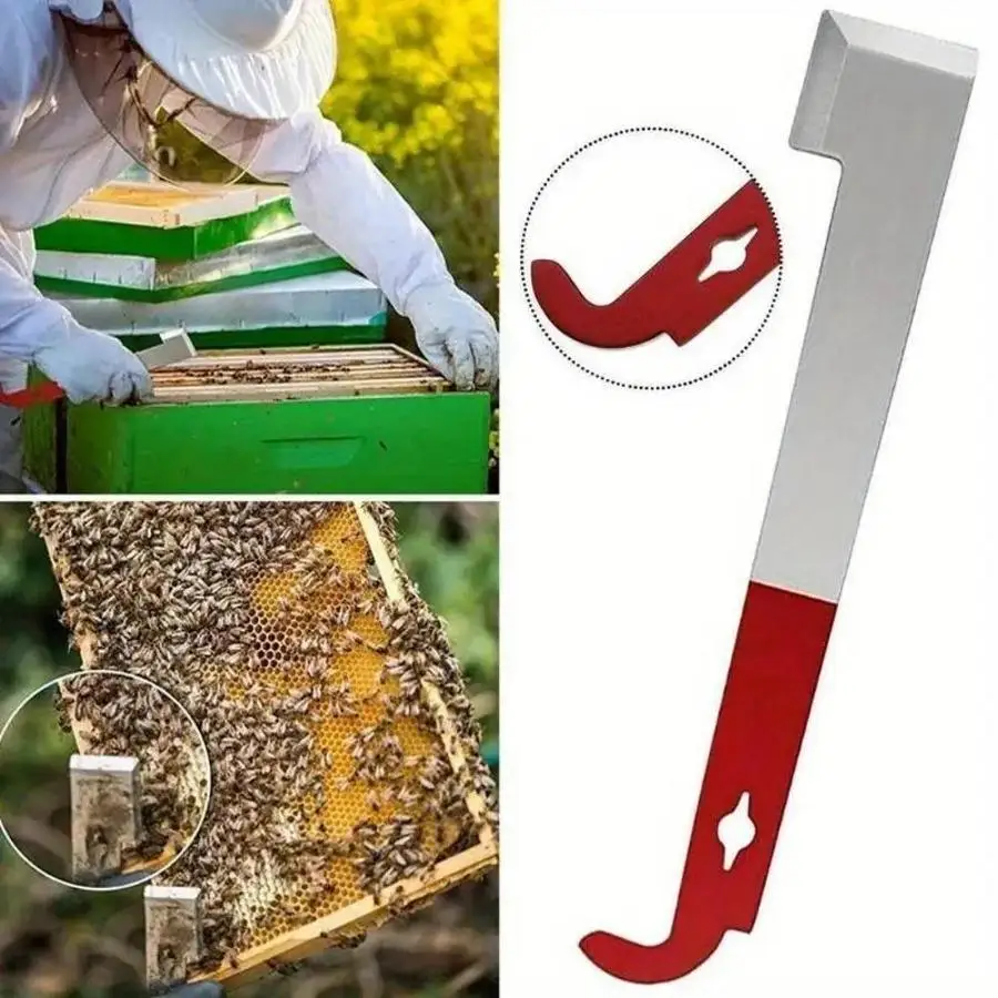 Beekeeping Frame Lifter Tool 27cm Stainless Steel J Hook Honey Scraper Hive Knife Bee Colony Inspection Equipment Accessories