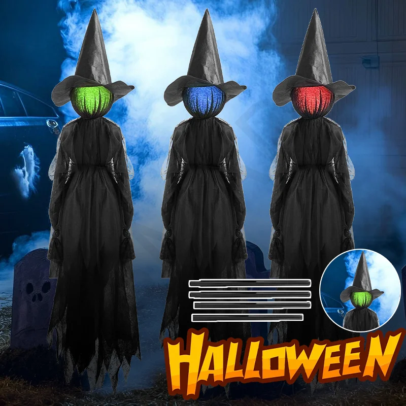 

1.5M Halloween Glow Witch Voice-activated Screaming Witch Scary Decoration Halloween Horror Night Lights Decoration Maison