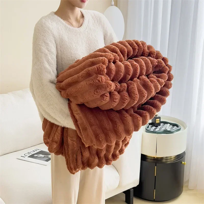 1pcs Luxury Blanket  Boho Blanket Office Milk Fleece Nap Blanket Rabbit Plush Throw Blanket Throw Blanket for Sofa