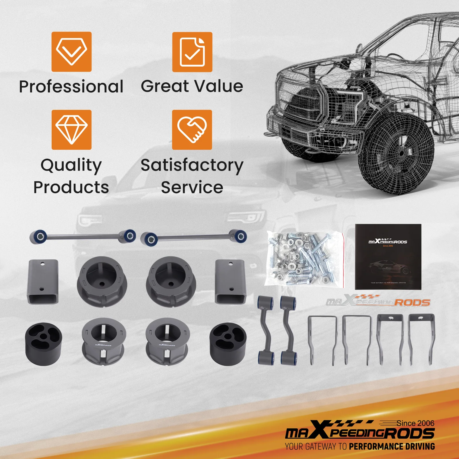 ชุดลิฟท์ระบบกันสะเทือน 2.5 "คอยล์สปริงสเปเซอร์สําหรับรถจี๊ปแรงเลอร์ JL 2018-2022