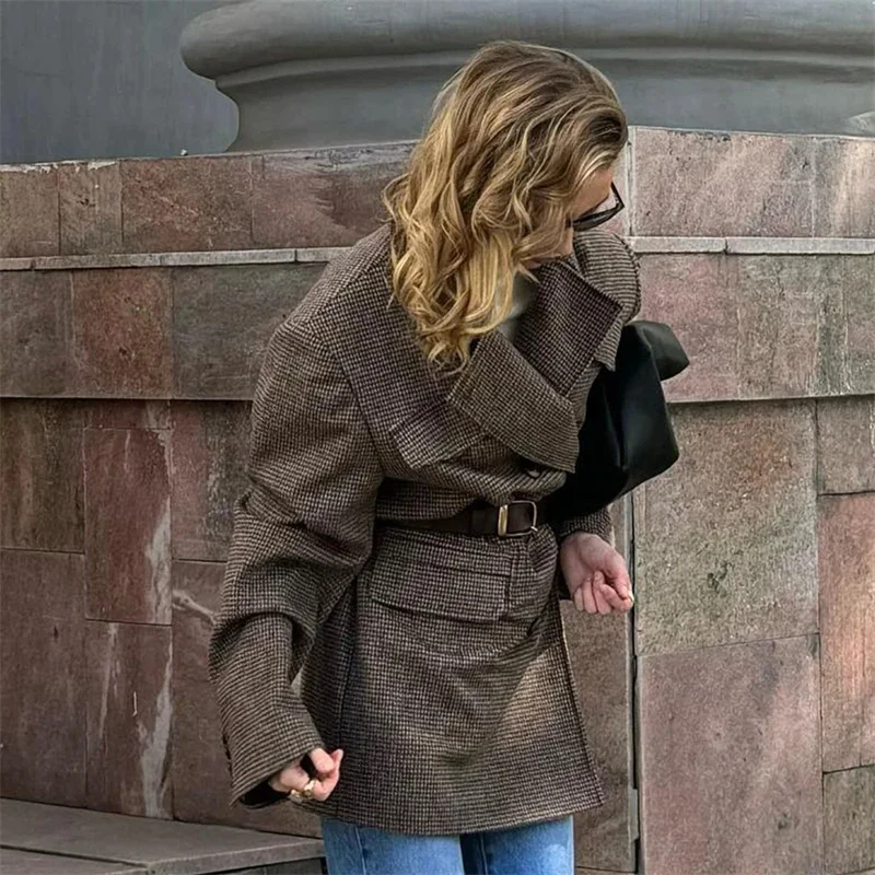 

Women British Style Double Breasted Mid Length Wool Coat 2026 Autumn Winter New Fashion Outerwear Jacket