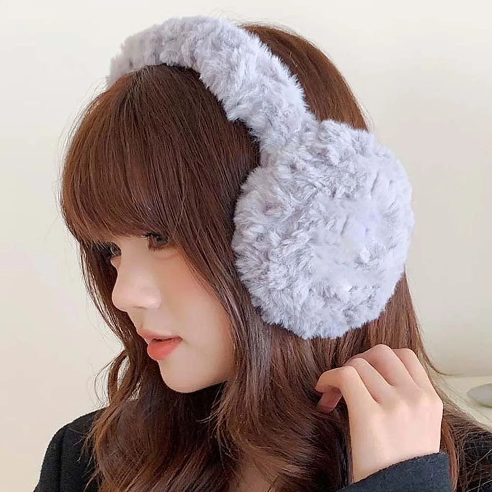 Fashion Windproof Solid Color Earmuffs Soft Foldable Ear Cover Ear Warmers Korean Style Winter Thicken Earflap Cold Weather