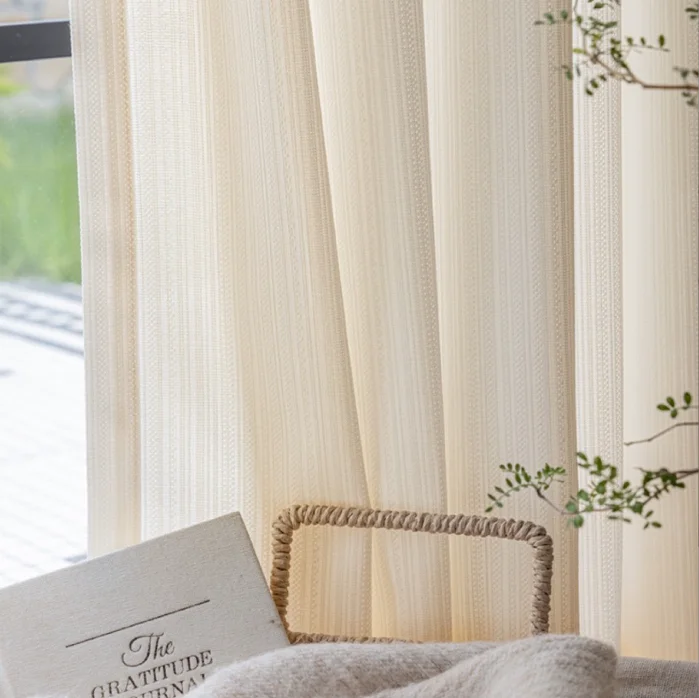 French Simple Light Luxury Mirror Veil Light-impermeable Gauze Curtain Living Room Bedroom Curtain