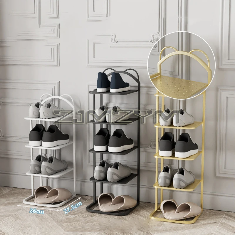 Modern Home Shoe Rack Shoe Cabinets Metal Shelves Vertical Storage Entrance Furniture Iron Art Storage Shelf Flower Plant Stand