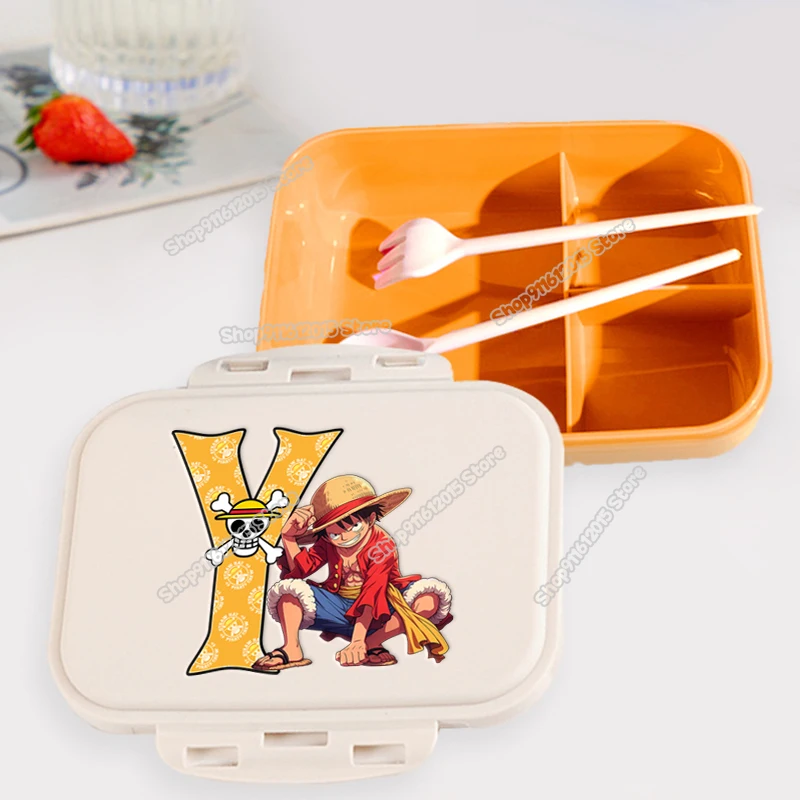 Цельный студенческий ланч-бокс с надписью A-Z Luffy Kids, портативный бенто-бокс, аниме, мультяшная посуда, отделение для еды, фруктов, контейнер