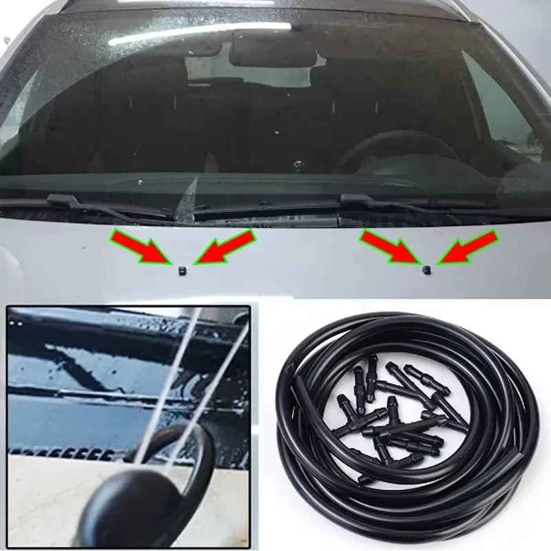Car Windshield Washer Hose With Connector Kit T-Piece Tube Pipe Splitter Connector Universal Nozzle Hose Tube Connector