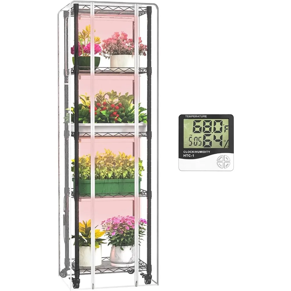 

Indoor Greenhouse with Grow Lights,with 40W Full Spectrum Growing Lamps for Seed Starting, 5 Tier 15.7" L×11.8" W×62.3" H Mini G