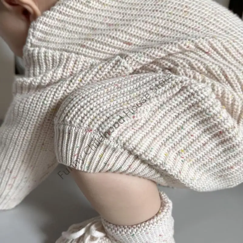 

D0LA Cozy Knitted Sweater For Infants Quick Dressing Warm Breathable Fabric Comfortable Baby Romper For Cold Weather