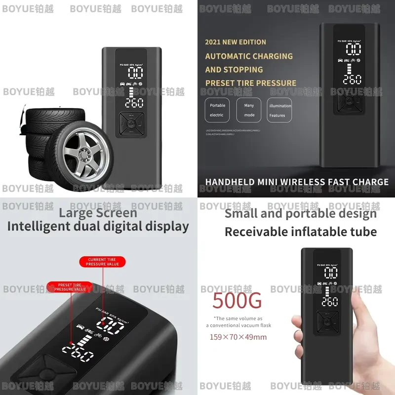 8000mAh Cordless Car Tire Inflator 150PSI Portable Electric Air Compressor Pump for Auto Motorcycle Bicycle Boat Ball