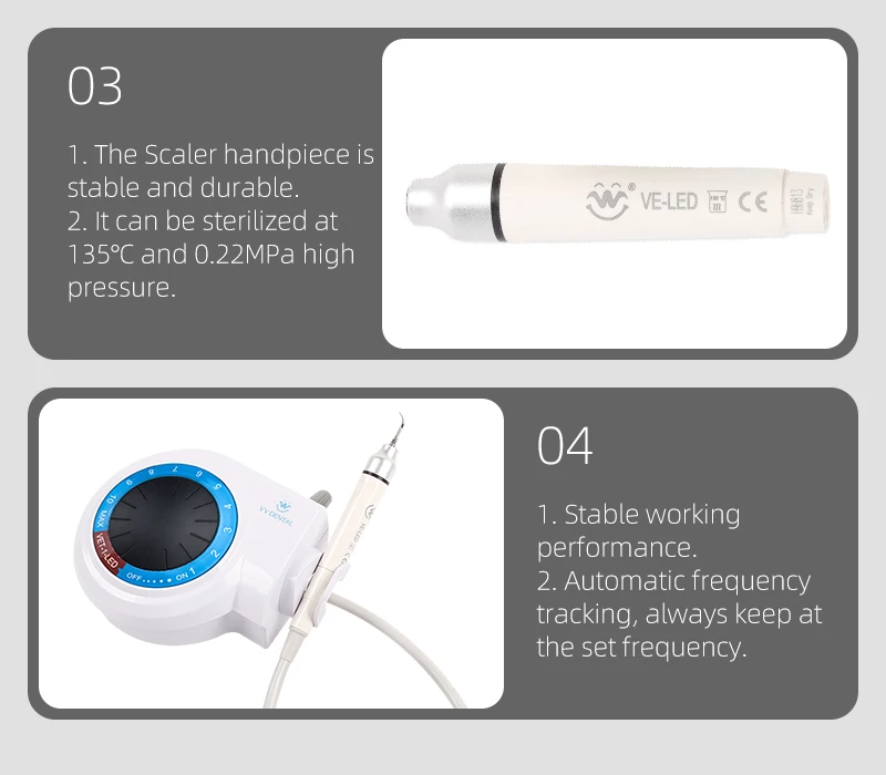 VVDental Ultraschall-Scaler-Maschine mit LED-Licht-Handstück zur Entfernung von Zahnstein und zur Zahnreinigung für Zahnkliniken – Detail 8