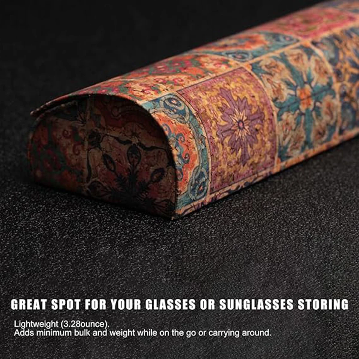 Natural cork glasses case,Hard Shell Clamshell Eyeglasses Case,Including suede microfiber cleaning cloth(Murals)