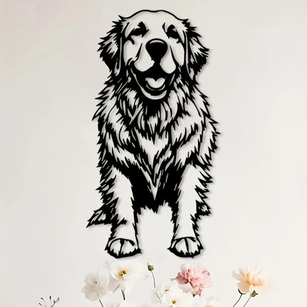 CIFBUY Vintage Golden Retriever Metal Wall Art Iron Dog Sculpture Home Decor Retro Animal Hanging Ornament Interior Wall Decorat