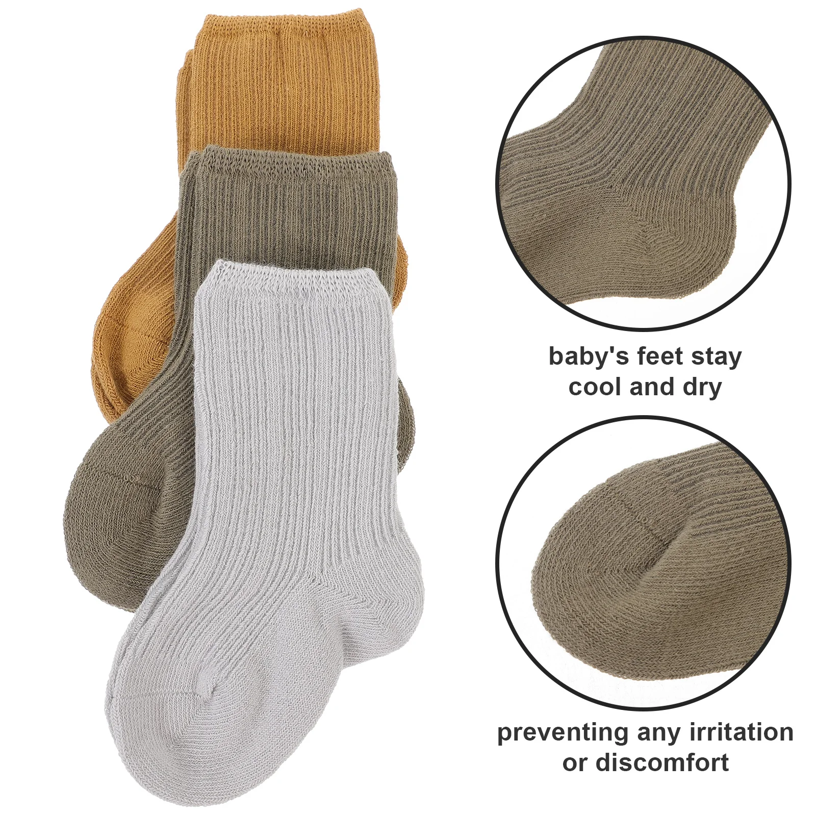 

3 пары детских носков средней длины, удобные теплые дышащие носки для предотвращения скольжения для новорожденных, весна-осень