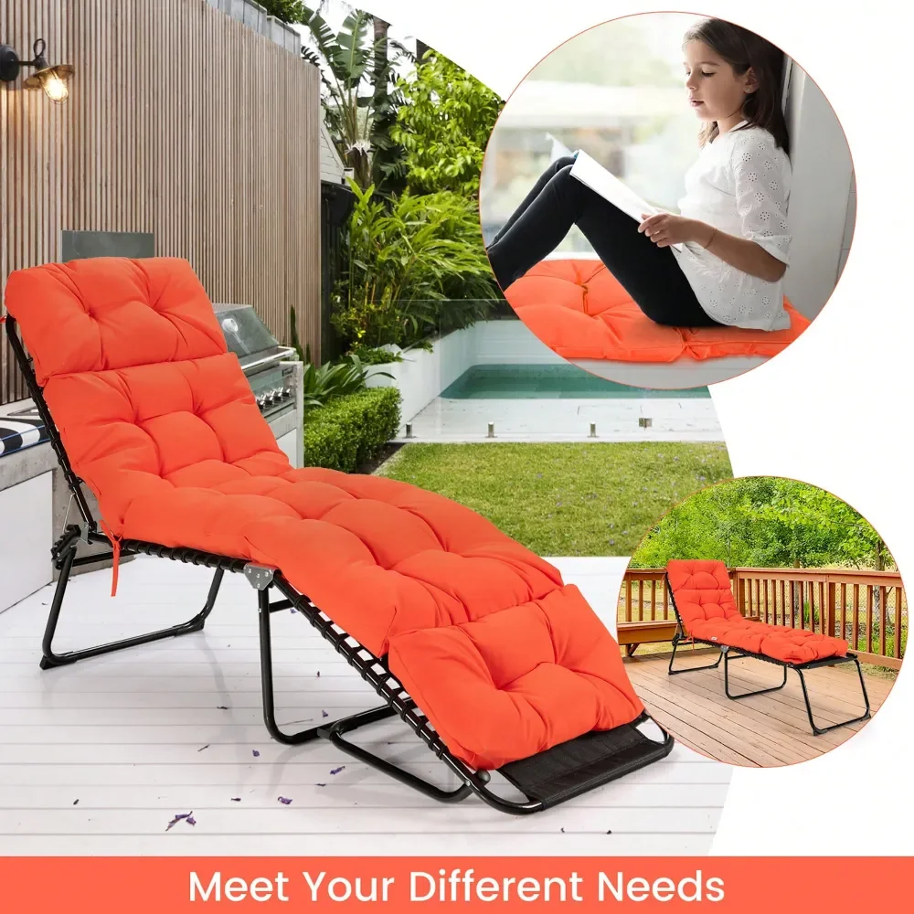 73 Lounge Chaise Cushion Padded Recliner Cushion Indoor Outdoor Navy Orange Black Dark Orange Beige Gray Brown