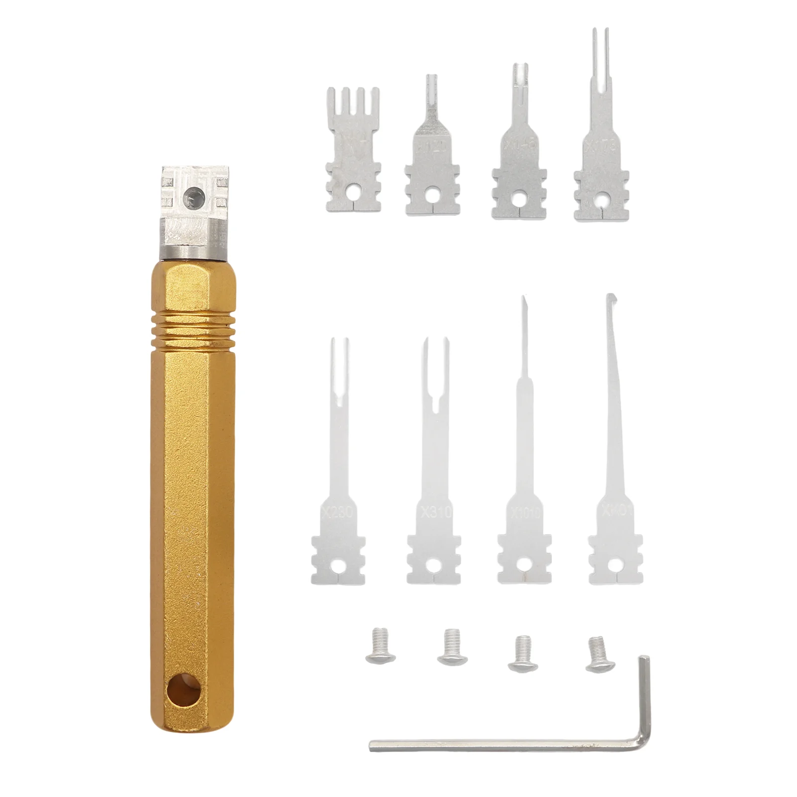 

Double headed detachable terminal pin extraction tool suitable for AMP Metri Pack Molex connectors, and General Motors repair