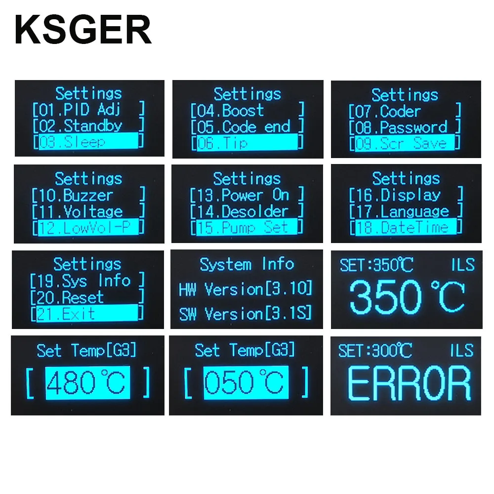 KSGER T12 V3.1S محطة سبيكة لحام OLED STM32 أدوات لحام نصائح الحديد الكهربائية النوم التلقائي 70 واط 1.3 بوصة شاشة AC100-260V