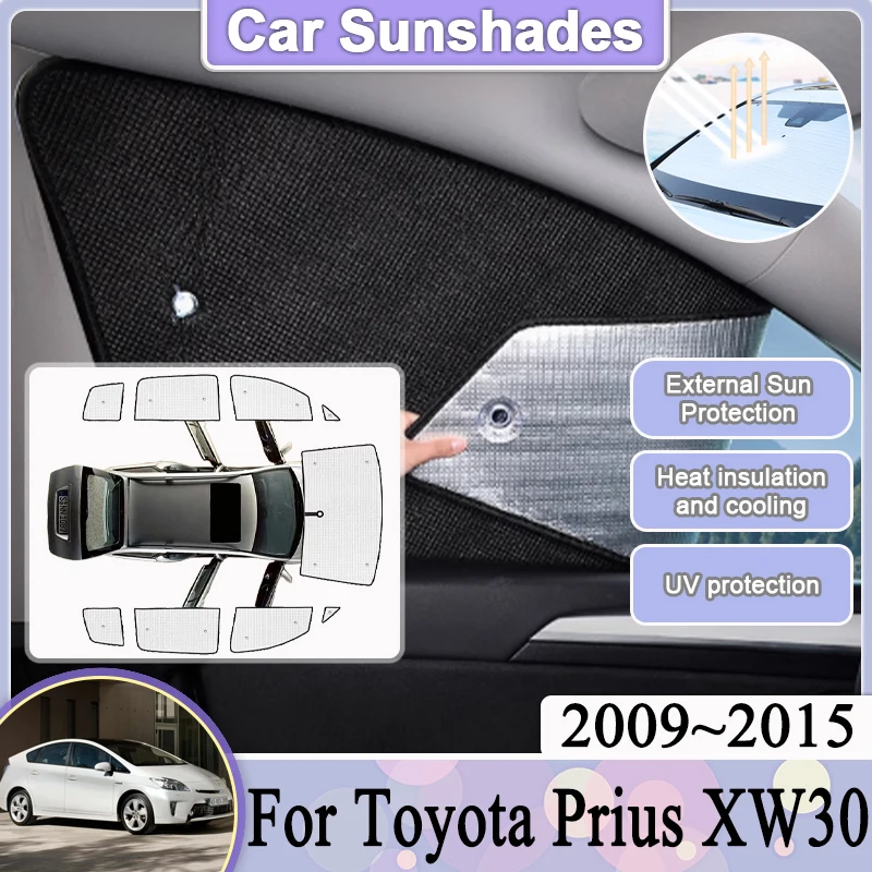 

Автомобильные солнцезащитные козырьки с полным покрытием для Toyota Prius XW30 2009 2010 2011 2012 ~ 2015 автомобильные черные серебристые солнцезащитные аксессуары для окон