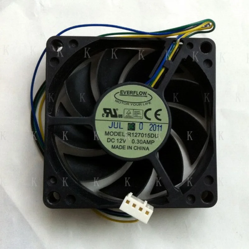 C FOR   EVERFLOW R127015DU 12V 0.30A 7CM 7015 Ball 4-wire Temperature Control Server Fan
