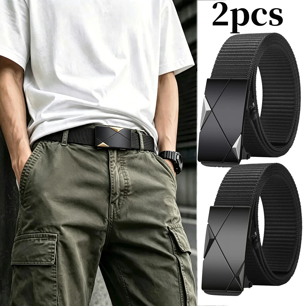 2pcs Men's Fashion Belt Set High Quality Men's Business Casual Shorts Belt Trendy Ideal Gift for Men's Birthday