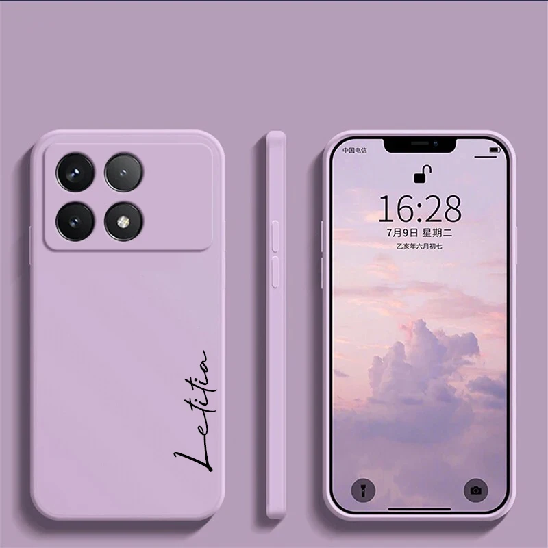 For Xiaomi Poco X6 Pro 5G Customized Personalized Name Initials Soft Liquid Silicone DIY Case Cover For Xiaomi Poco X6 5G