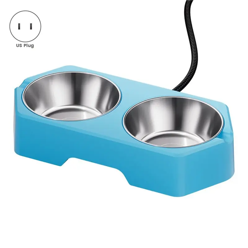 【THANKSGIVING DAY】Chew-Resistant Cord Double Removable Stainless Steel Bowls Freeze-Proof Water & Food US Standard Adapter US Pl