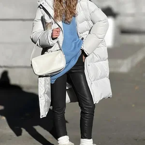 سروال جلدي نسائي شتوي أسود رفيع بسحاب سروال جلدي غير رسمي سميك بني PU بنطلون جلد صناعي للنساء 2024 أعلى 9 بيع غطاء القضيب السميك البني - No7