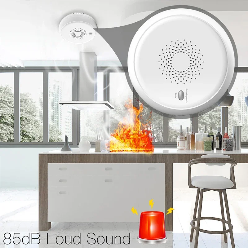 Zigbee Smart Rook Fire Alarm Sensor Detector Home Security Systeem Batterij-Aangedreven Alarm Draadloze Smart Leven Tuya App Controle