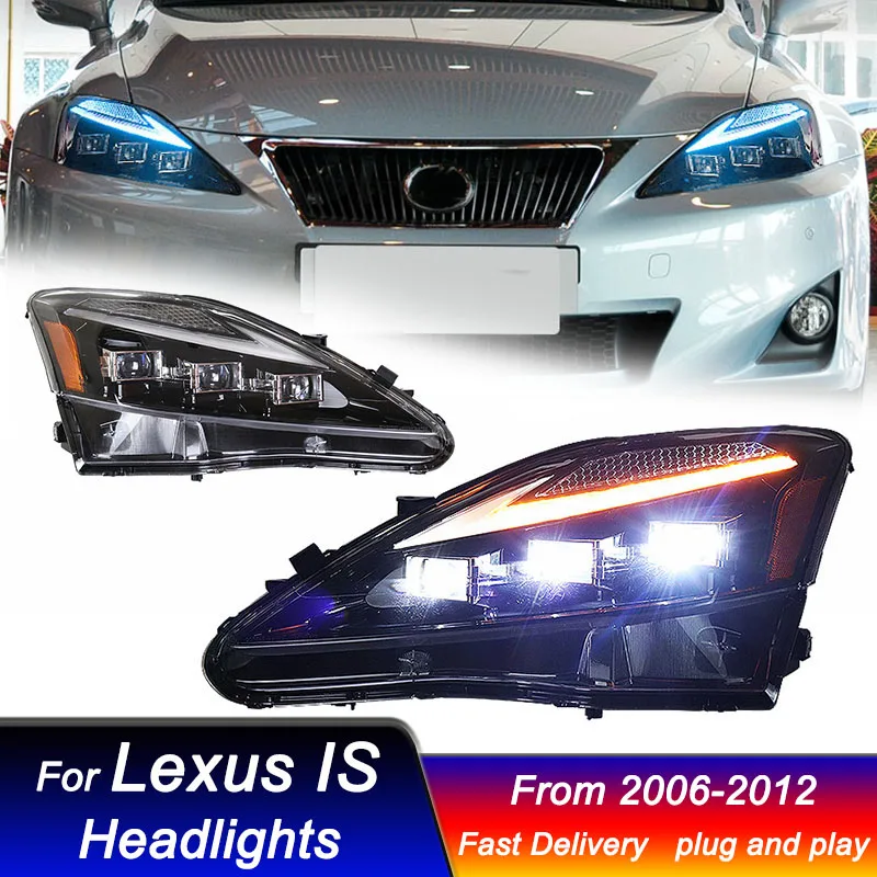 سيارة Led المصابيح الأمامية لكزس IS IS250 IS300 2006-2012 ترقية 3 عدسة كامل Led رئيس مصباح DRL إشارة ديناميكية الجبهة ضوء الجمعية #2