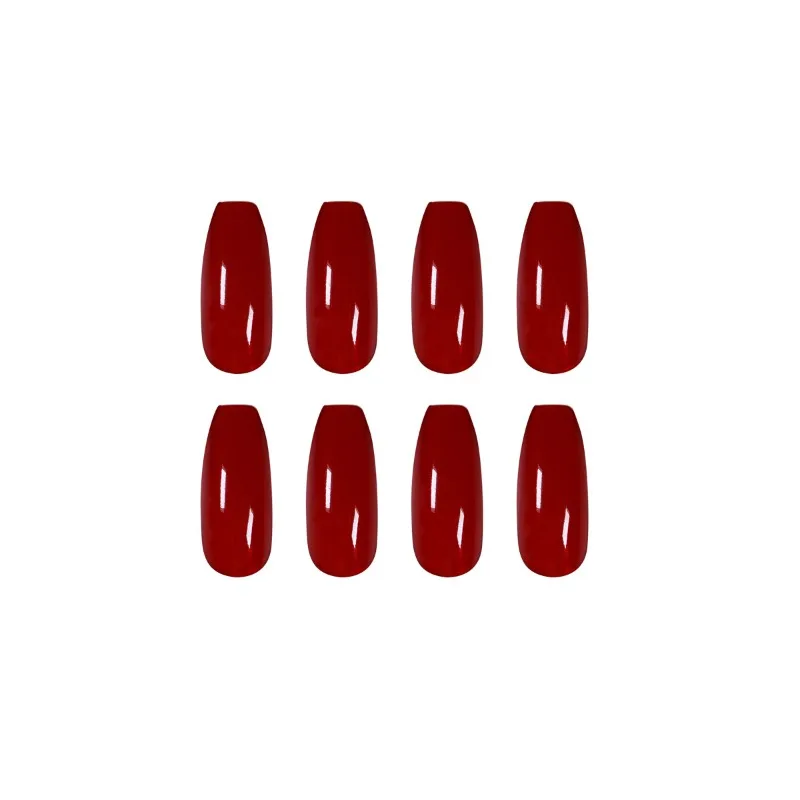 24 pz/set rosso lungo balletto rimovibile bara acrilico stampa sulle unghie unghie finte quadrate semplici unghie finte economiche Nail Art artificiale