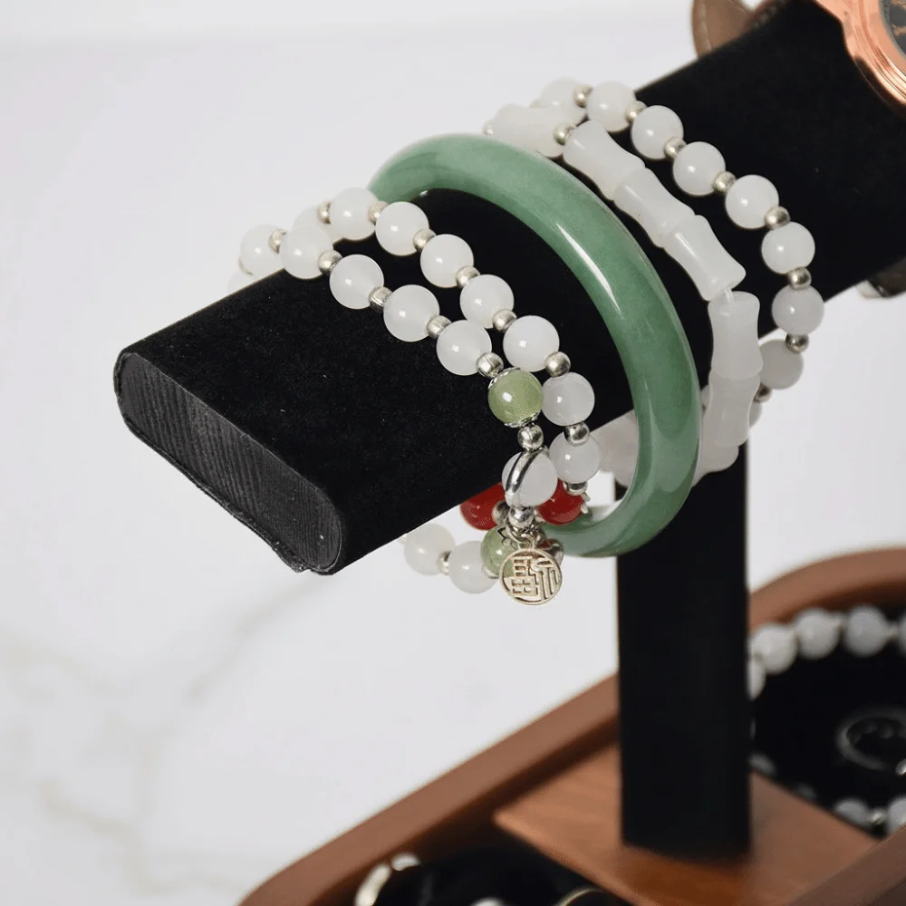 

New T-bar Design Wooden Jewelry Organizer Space-saving Multi-functional Jewelry T-bar Holder Watch Display Stand Home Use