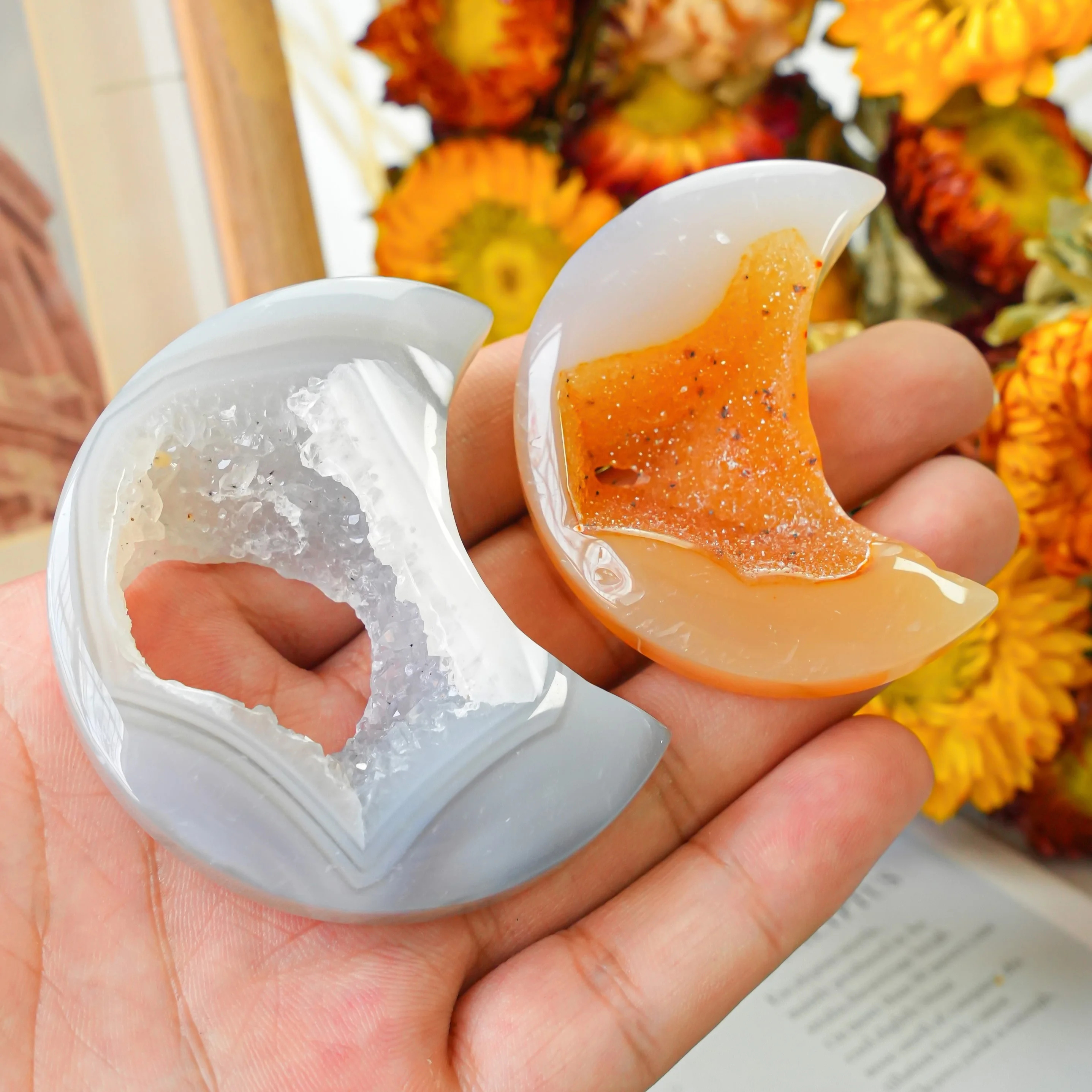 Стиль Бохо, Искусственная Луна, драгоценный кристалл из Жеода и агата, ручная резная искусственная кожа для коллекционеров, украшение для дома