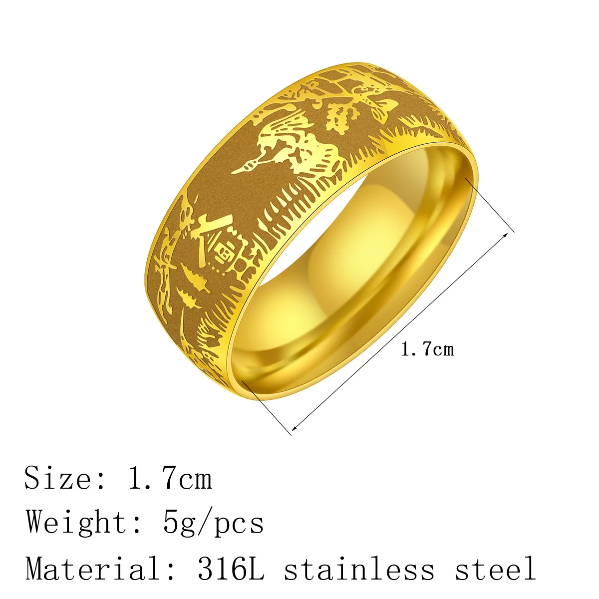 Kinitial Stainless Steel Cat Ring Fabulous Ring Unique Author Patterned Ring For Men and Women