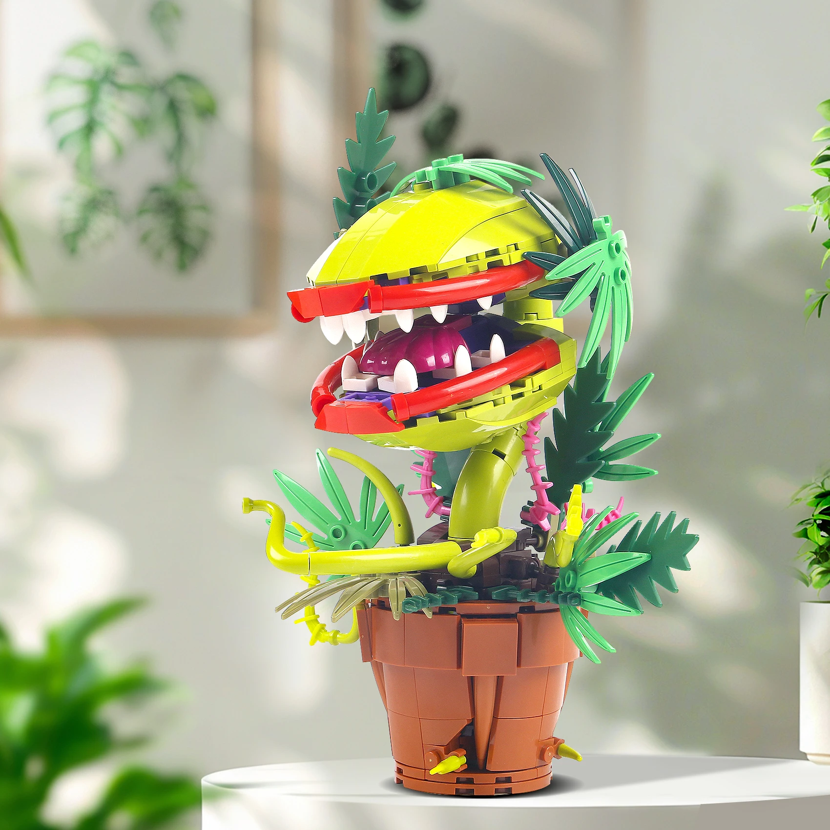 Creative Carnivorous Cannibal Flower Building Blocks Set Audrey II Style Venus Flytrap Plant Horror Movie Toy Kit for Teens