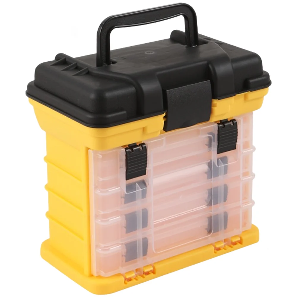 Four Layer Portable Tackle Box with 4 Compartments Adjustable Dividers and PP Material for Secure Fishing Gear Storage