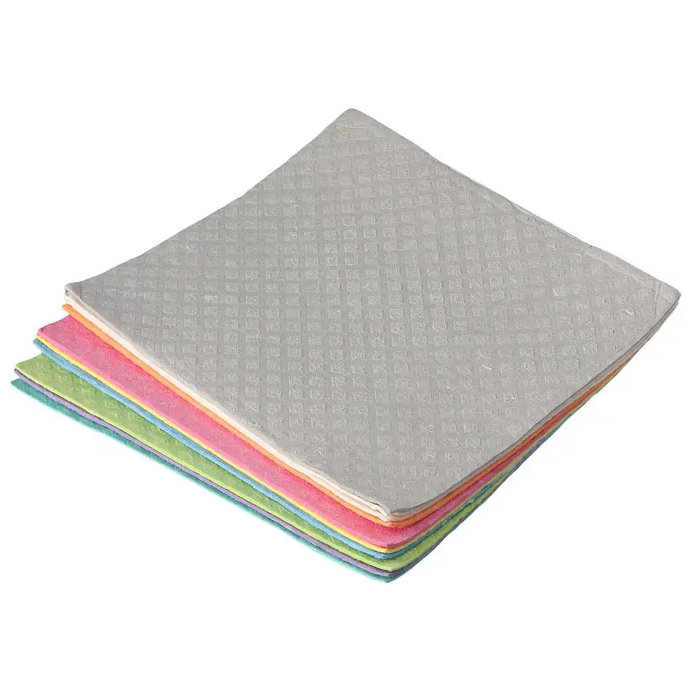 10Pcs Colorful Cellulose Sponge Cloth Flexibility Reusable Durable Cleaning Rag Square Ultra Absorbent Dish Towels Kitchen