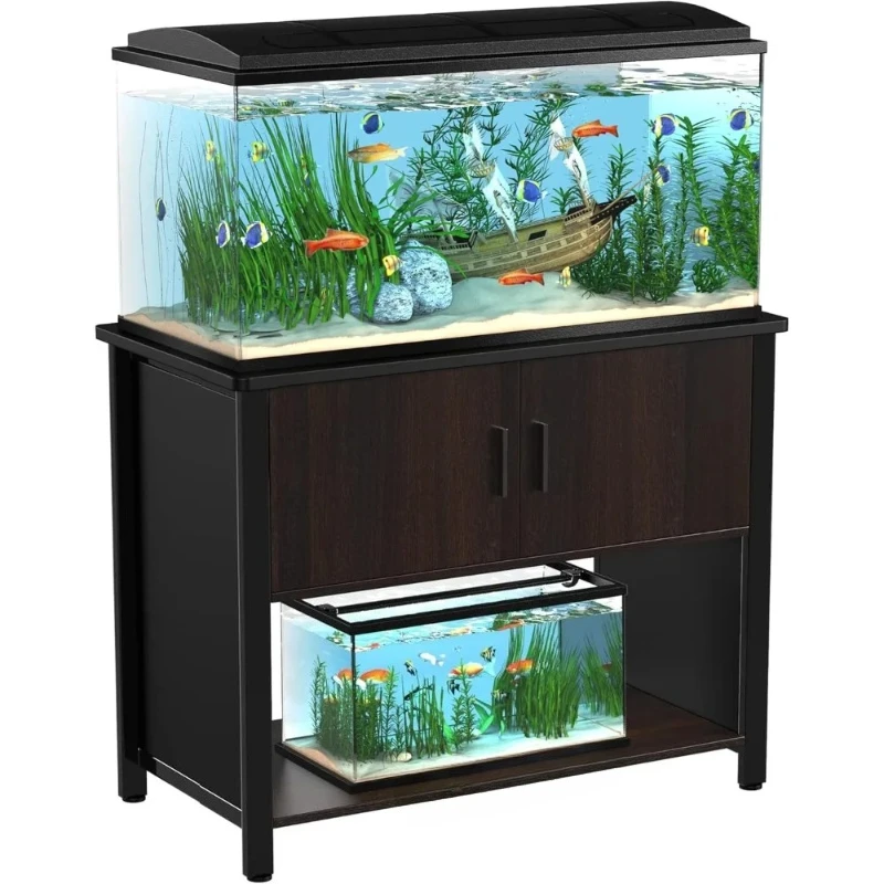 

Fish Tank Stand Metal Aquarium Stand with Cabinet for Fish Tank Accessories Storage, 40 Gallon Aquarium, Turtle Tank, Repti