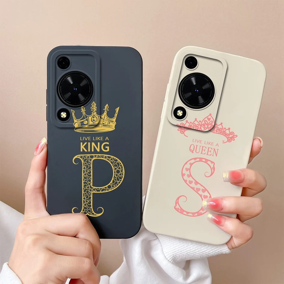 Liquid Silicone For Huawei Nova Y72 4G Y 72 Cover Case Luxury A-Z Letters Couple Case Shockproof Matte Popular Phone Bags Fundas