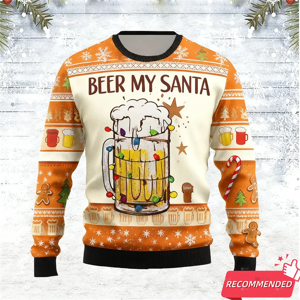 

Trend Fashion Beer Ugly Christmas Sweater For Women Clothes Holiday Party Men Sweatshirts Casual Male Pullovers Beers Tracksuits