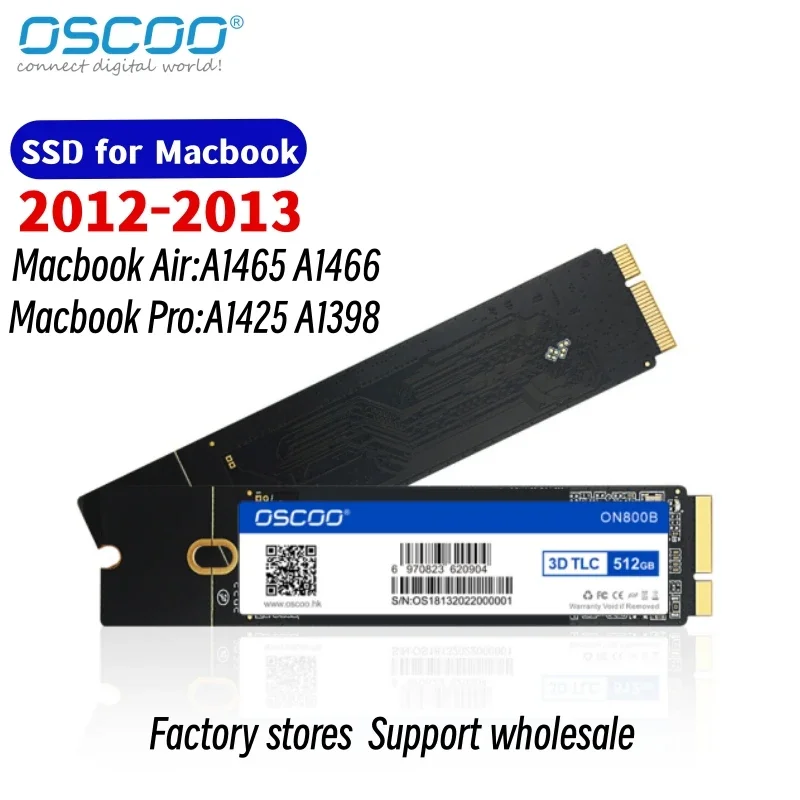 OSCOO-SSD Capacidade SATA III para MacBook Air, 256GB, 512GB, 1TB, A1465, A1466, EMC2558, 2559, 2672, MacBook Pro, A1398, A1425, Atualização