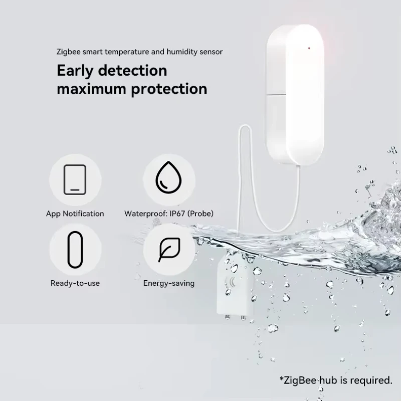 eWelink ZigBee Smart Flood Sensor Works App Remote Control Linkage Compatible With Alex / Google Assistant / Alice Salutle