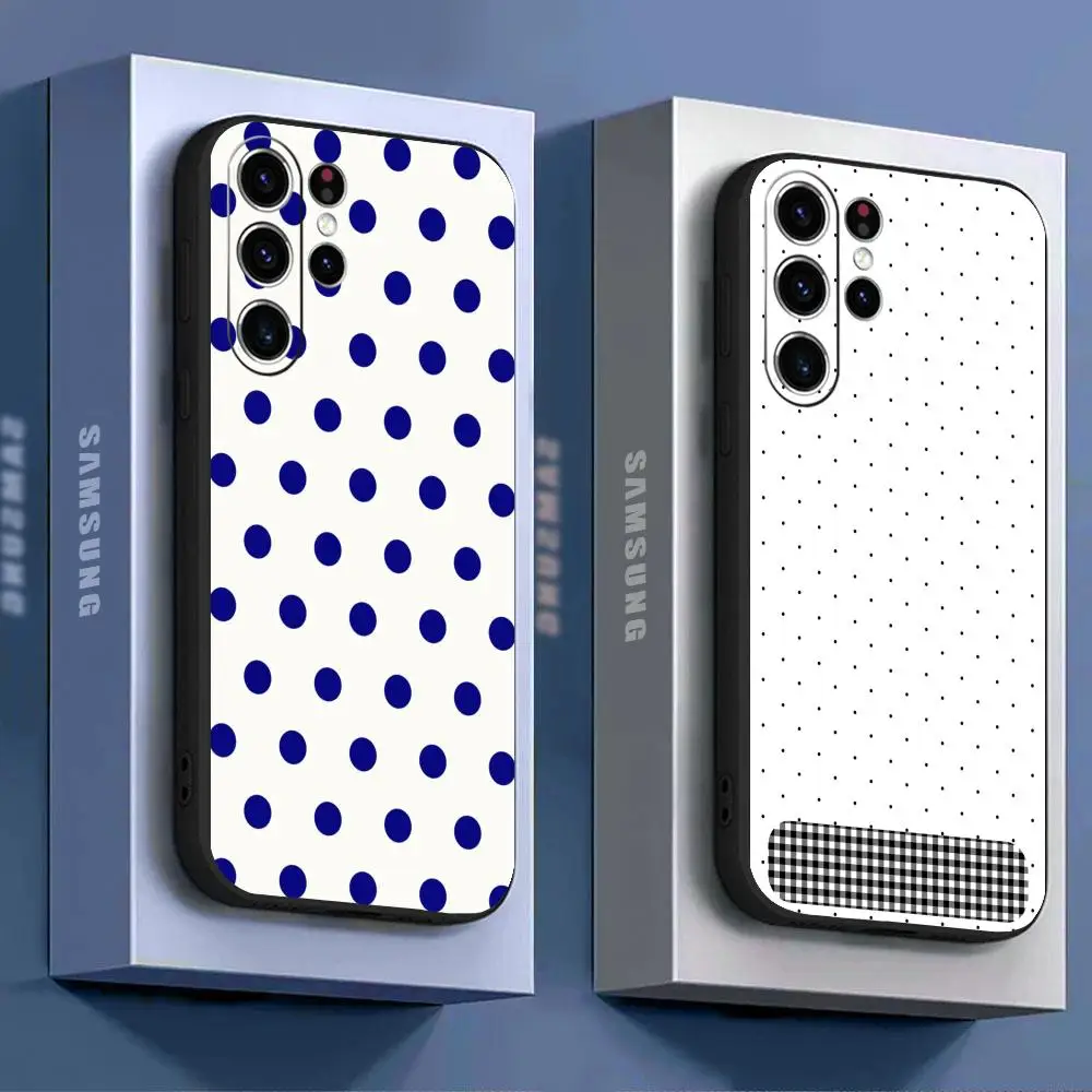 Minimalist Black White Polka Dot Phone Case For Samsung Galaxy S26 S25 S24 S23 S22 S21 S20 Plus Ultra Soft Black