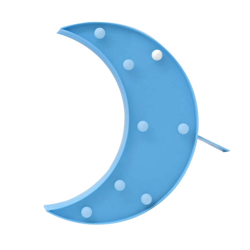 Señal de marquesina de luz LED de luna nocturna operada de plástico decorativa de 8 LED para regalos de habitación de niños en el hogar