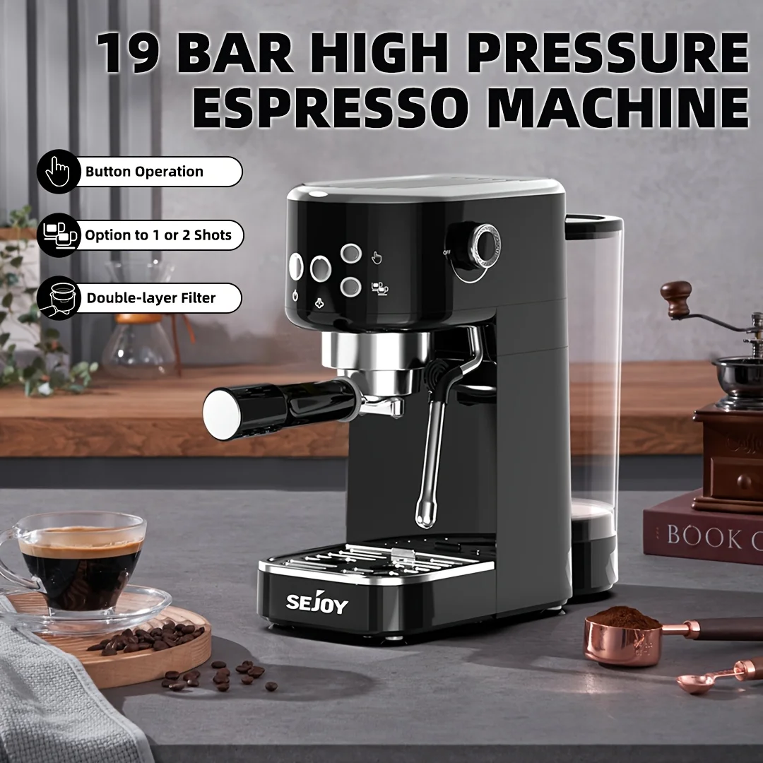 SEJOY Espresso Machine, Professional Espresso Maker with Milk Frother Steam Wand, Compact Espresso Coffee Machine