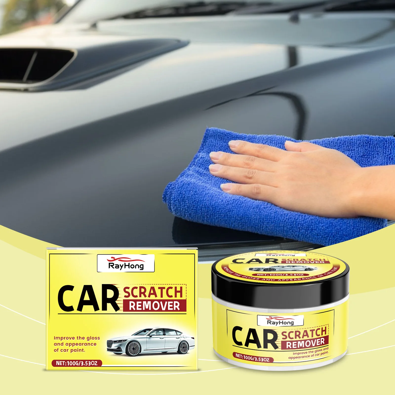 

Car Scratch Repair Wax - Auto Paint Scratch Rust Cleaner Stain Remover Polishing Nourishing Enhances Shine Restores Paint Luster