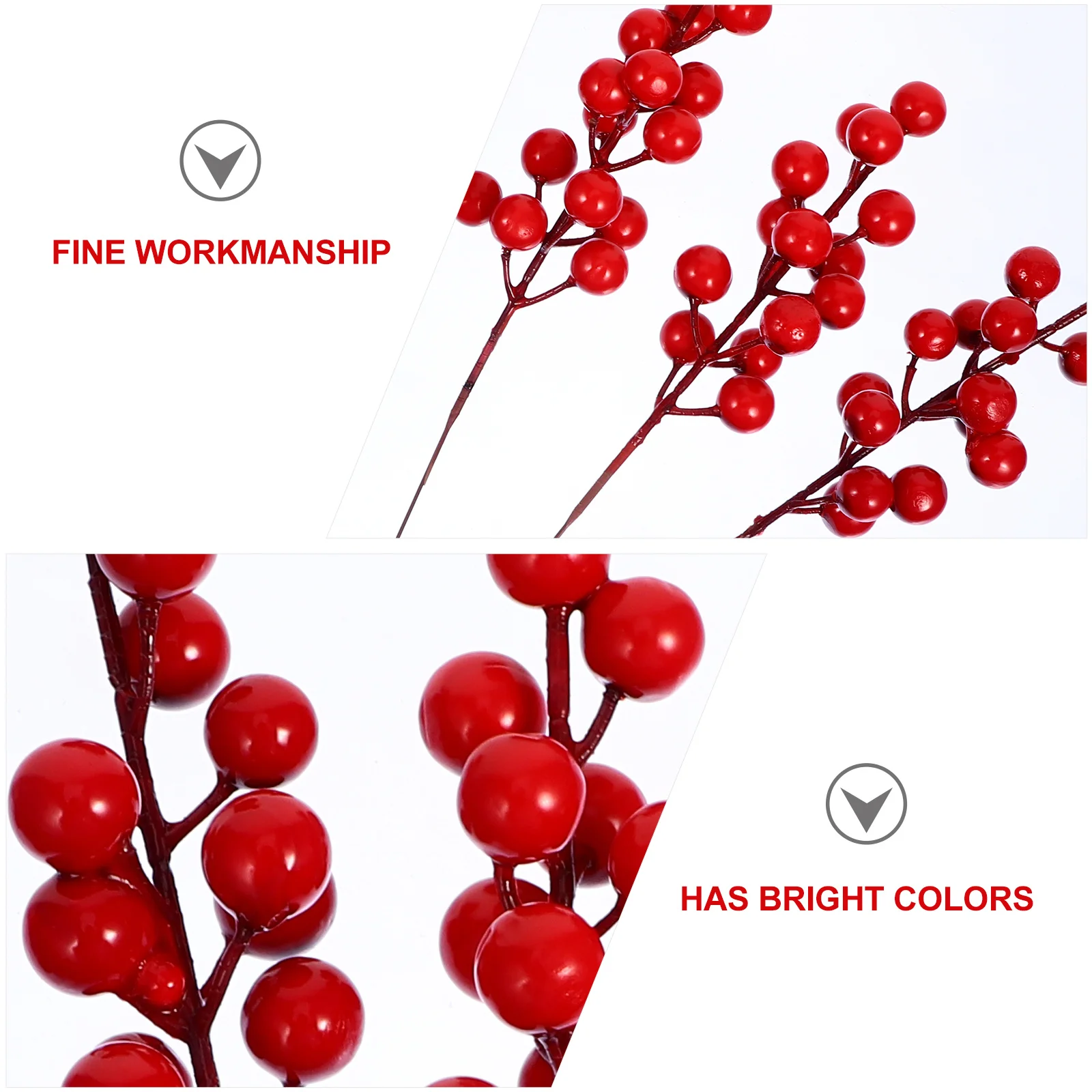

20pcs Simulated Red Berry Branches Artificial Flower Home Decor Xmas Party Decoration Diy Craft Decorative Props Simulation Red