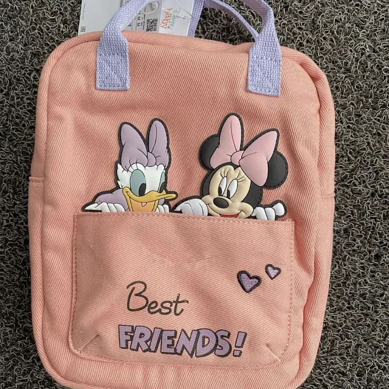 Disney-Mochila infantil, Minnie Mouse Anime Schoolbag, bolsa de dois ombros, acessórios infantis, bebê, meninas, moda