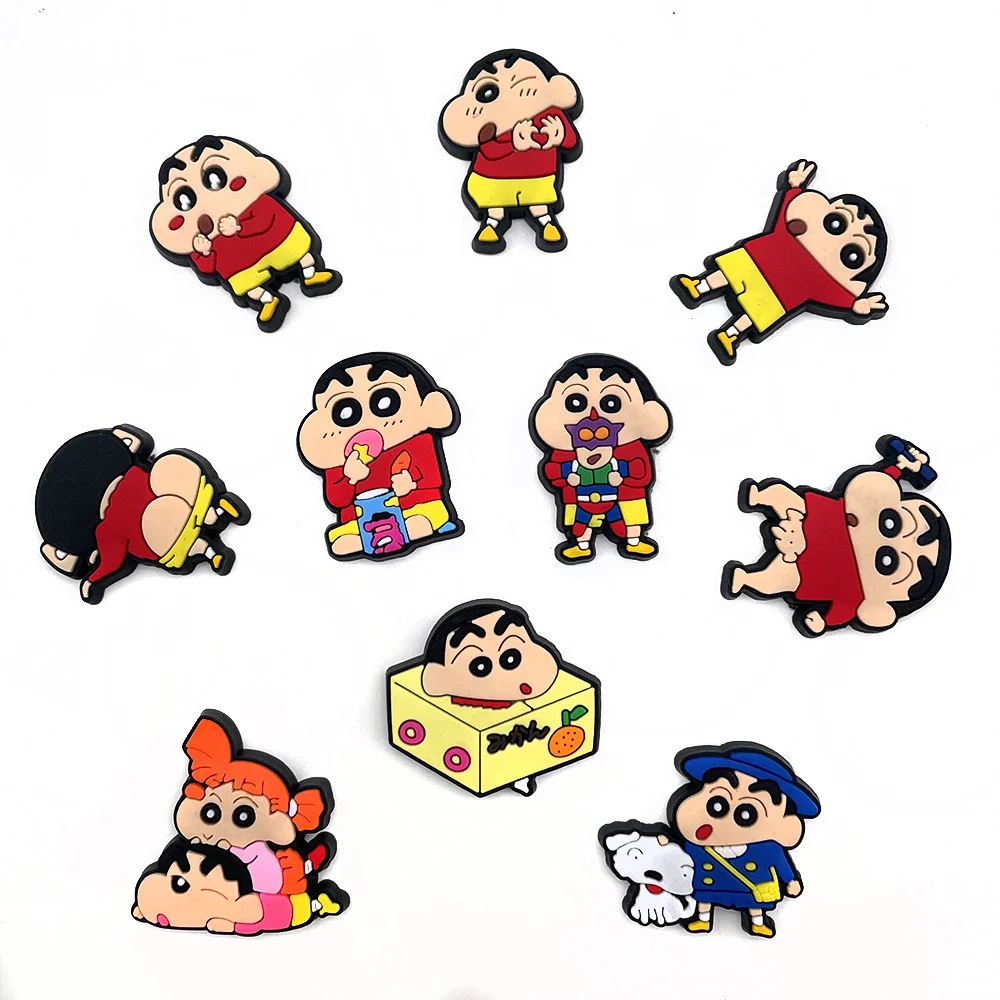 10Pcs  Anime Crayon Shin-chan Shoe Charms Kawaii Shoe Accessories Decration DIY Sandals Kids Gifts